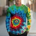 thumbnail image 2 of Tie Dye Tops Mens Long Sleeve Graphic T-Shirts Slim Fit Crew Neck Colorful Workout Casual Sport Tees Tshirts (L, Green), 2 of 5