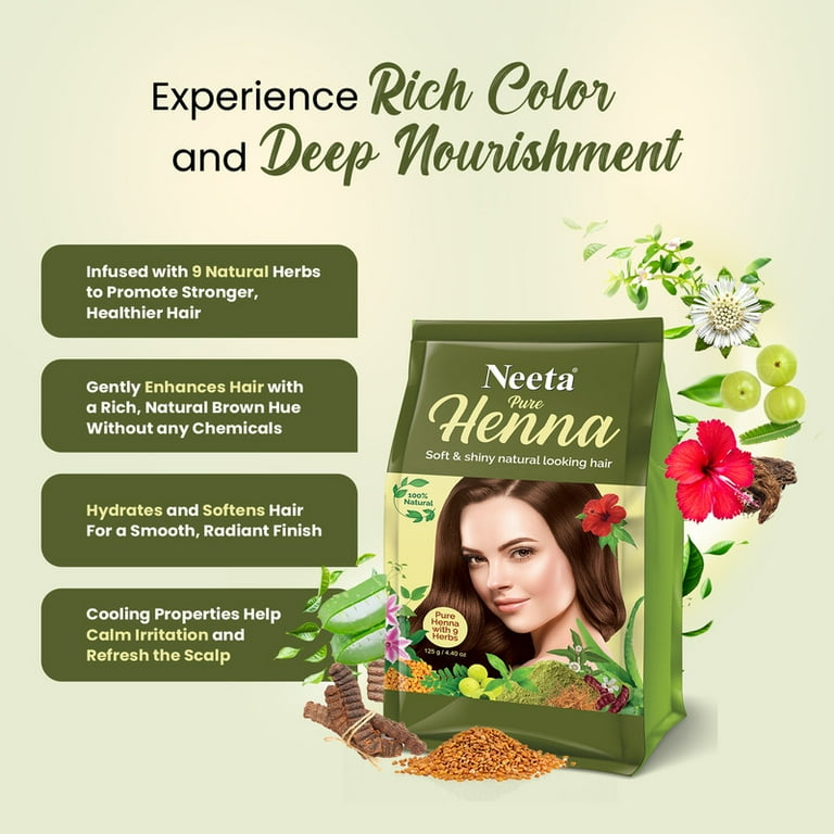 Neeta 100% Natural Pure Henna with 9 Herbs for hair, Chemical Free