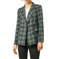 thumbnail image 1 of INSPIRE CHIC Women's Jacket Notched Lapel Double Breasted Padded Shoulder Blazer S Blue Green, 1 of 8