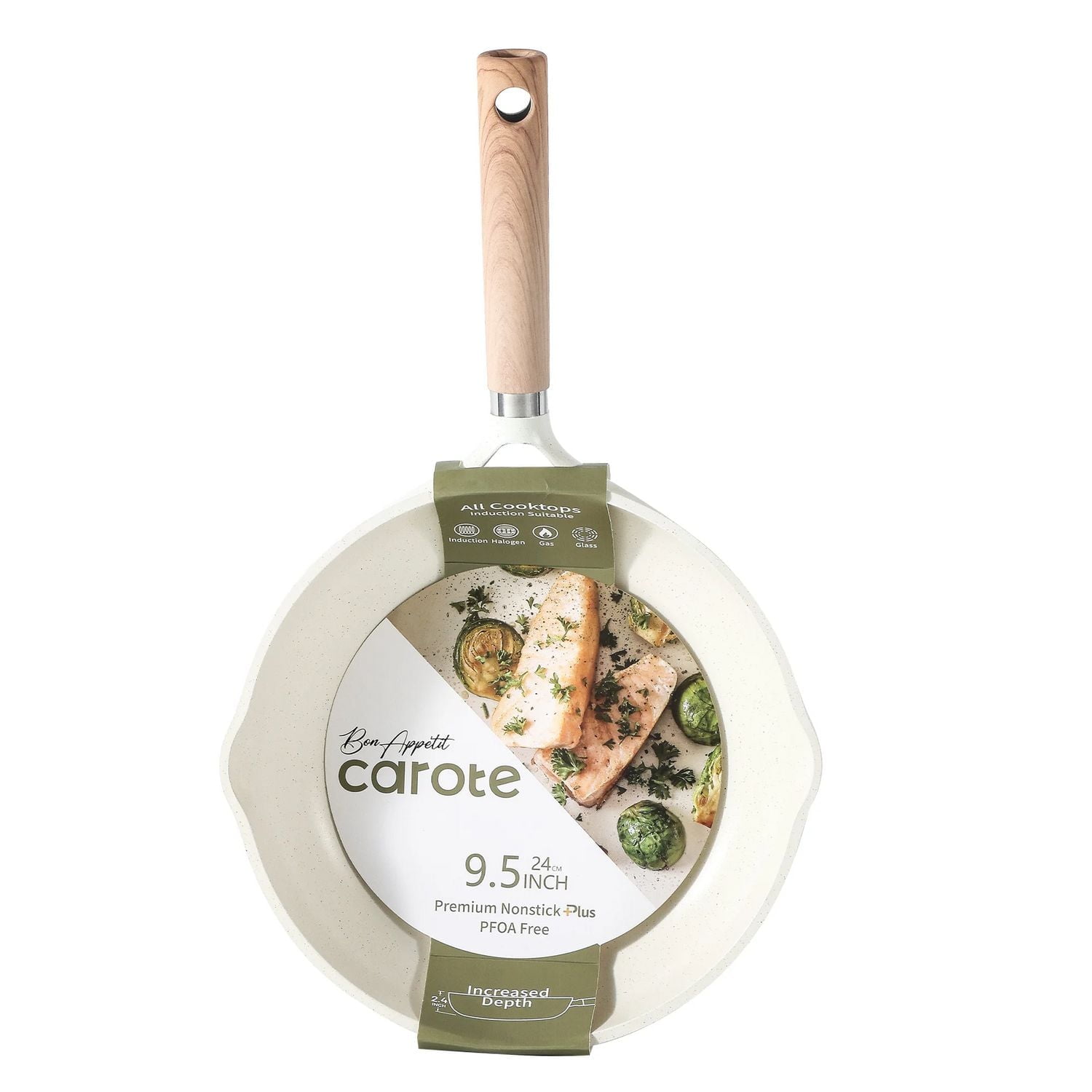 CAROTE Nonstick Frying Pan 9.5" Skillet Induction White Granite Egg Pan Omelet Pans Non Stick Chef's Pan Bon Appetit Fry Pan Compatible all Stoves