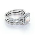 thumbnail image 3 of JeenMata 2.25 ct Square Real Australian Opal Infinity Modern Ring Set in 18k White Gold over Silver, 3 of 7