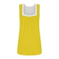 thumbnail image 5 of CLOISE Tank Top for Women and Teens Yellow Summer Square Neckline Loose Casual T Shirts Fashion Comfy Sleeveless Solid Fold Pleated Breathable Soft Blouse 5XL, 5 of 5