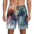 thumbnail image 3 of Uemuo Ink Style Wave Dragon Pattern Mens Swim Trunks Quick Dry Board Shorts with Mesh Lining, Stretch Beach Shorts Quick Dry No-Chafing Board Shorts-XX-Large, 3 of 9