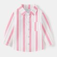 thumbnail image 2 of Tao Tao Striped Button Down Casual Shirts For Toddler Baby Boys Girls Long Sleeve Lapel Collar Blouse Trendy Spring Fall Shirts Pink 12 Months, 2 of 5