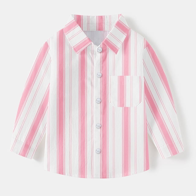YUNAFFT Garçons et Filles Chemise à Manches Longues Rayée avec Poche Décontractée Uniforme Scolaire 6 m-8 A