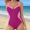thumbnail image 5 of Mceream Women's Swimsuit Color Blocked Swimsuit Full Hip Coverage Swimsuit Hot Pink L, 5 of 7