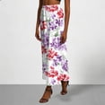 thumbnail image 5 of Axiiglly Maxi Skirts for Women High Waisted Satin Silk Floral Print Summer Beach Boho Flowy Long Skirts, S-2XL, 5 of 7