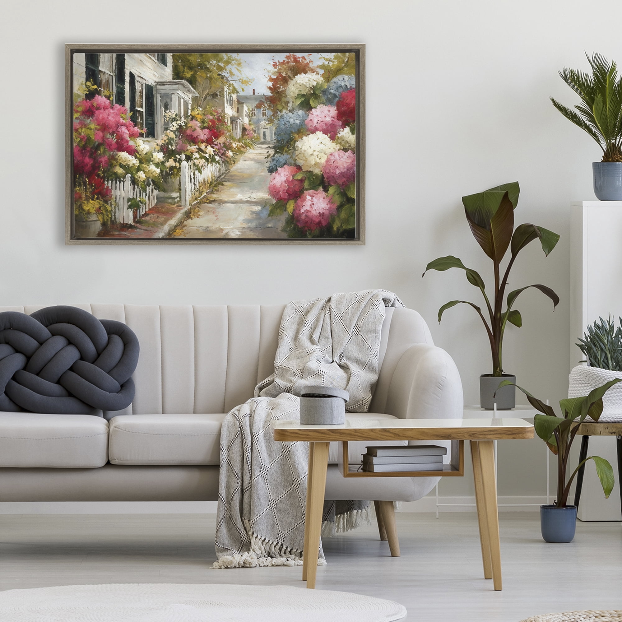 Stupell Industries Faded Shutters & Bursting Blooms Brown Framed Floater Canvas Wall Art, design by Tina LeCour