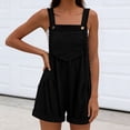thumbnail image 2 of Women's Solid Color Sleeveless Jumpsuit Romper Mid Rise Relaxed Fit with Functional Pockets Perfect for Casual Outings Summer Vacations or Daily Wear Versatile JASKFLY Black M, 2 of 8