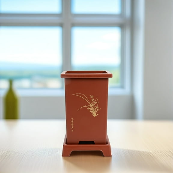 IBASETOY Plastic Orchid Pot Flowerpot Coffee Planting Balcony 1 Set