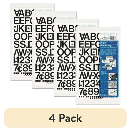 (4 pack) Chartpak CHA01030 Vinyl Helvetica Style Letters/Numbers 88 / Pack Black