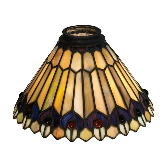 8 In. Wide Tiffany Jeweled Peacock Shade