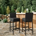 thumbnail image 3 of Patio Wicker Barstools With Cushions, Outdoor Wicker Bar Stools Set of 2/4, Outdoor Rattan Bar Height Stool Set Armless for Backyard, Poolside, 3 of 9