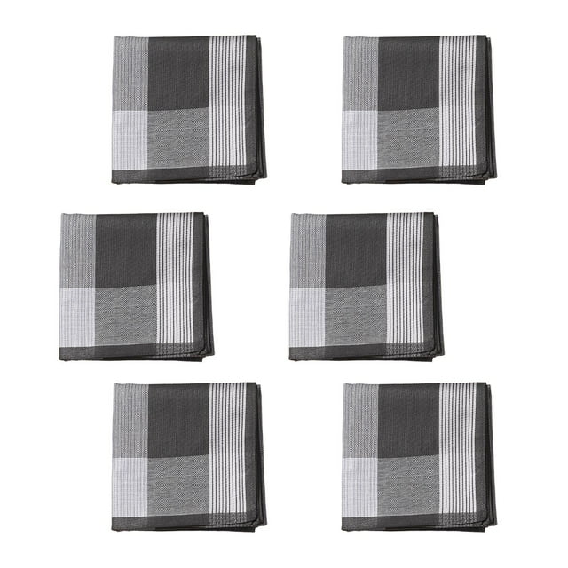 TISHITA 6Pcs Cloth Men's Pocket Square Hankies Bandanas Assorted classic Hanky for Party Gray