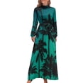thumbnail image 2 of Hawaii Beach Dress Palm Tree Pirnt Sexy Fashion Maxi Dress High Waist Long Sleeve Street Wear Boho Beach Long Dresses, 2 of 5