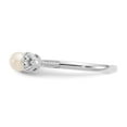 thumbnail image 4 of 10K White Gold Ring Band Pearl (06) June Diamond Round Freshwater, 4 of 5