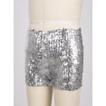 thumbnail image 3 of Miutii Kids Girls Sequins Dance Shorts Athletic Hip Hop Jazz Tap Performance Costume Tumbling Yoga Silver 120-140/12, 3 of 9