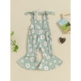thumbnail image 4 of Bagilaanoe Toddler Baby Girl Summer Jumpsuit Sleeveless Floral Print Romper Overalls 6M 12M 18M 24M 3T 4T Kids Flared Pants Summer Clothes, 4 of 7