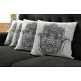 thumbnail image 2 of Ambesonne Hamsa Throw Pillow Cover 4 Pack, Bohemian Motif, 20", White Black, 2 of 6
