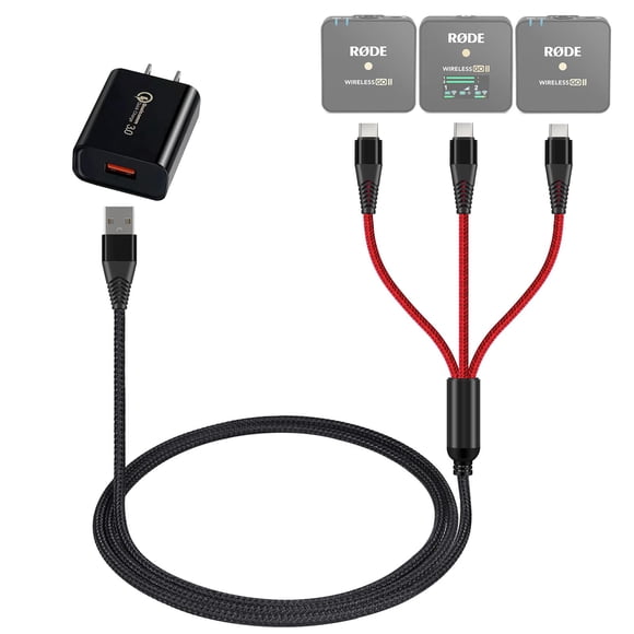 Cable de carga y adaptador de corriente USB-C 3A para Rode Wireless Go