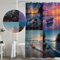 thumbnail image 4 of Beach Conch Shower Curtain Set - 72" x 78" Washable Bathtub Curtain with 12 Hooks, Ocean Boat Pink Sunset Reef Coastal Seascape Waterproof Fabric Stall Shower Curtains for Bathroom/Bathtub Décor, 4 of 6