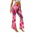 thumbnail image 3 of Owordtank Flare Pants for Women Floral Printed Flare Leg High Waisted Bell Bottom Pants, 3 of 7