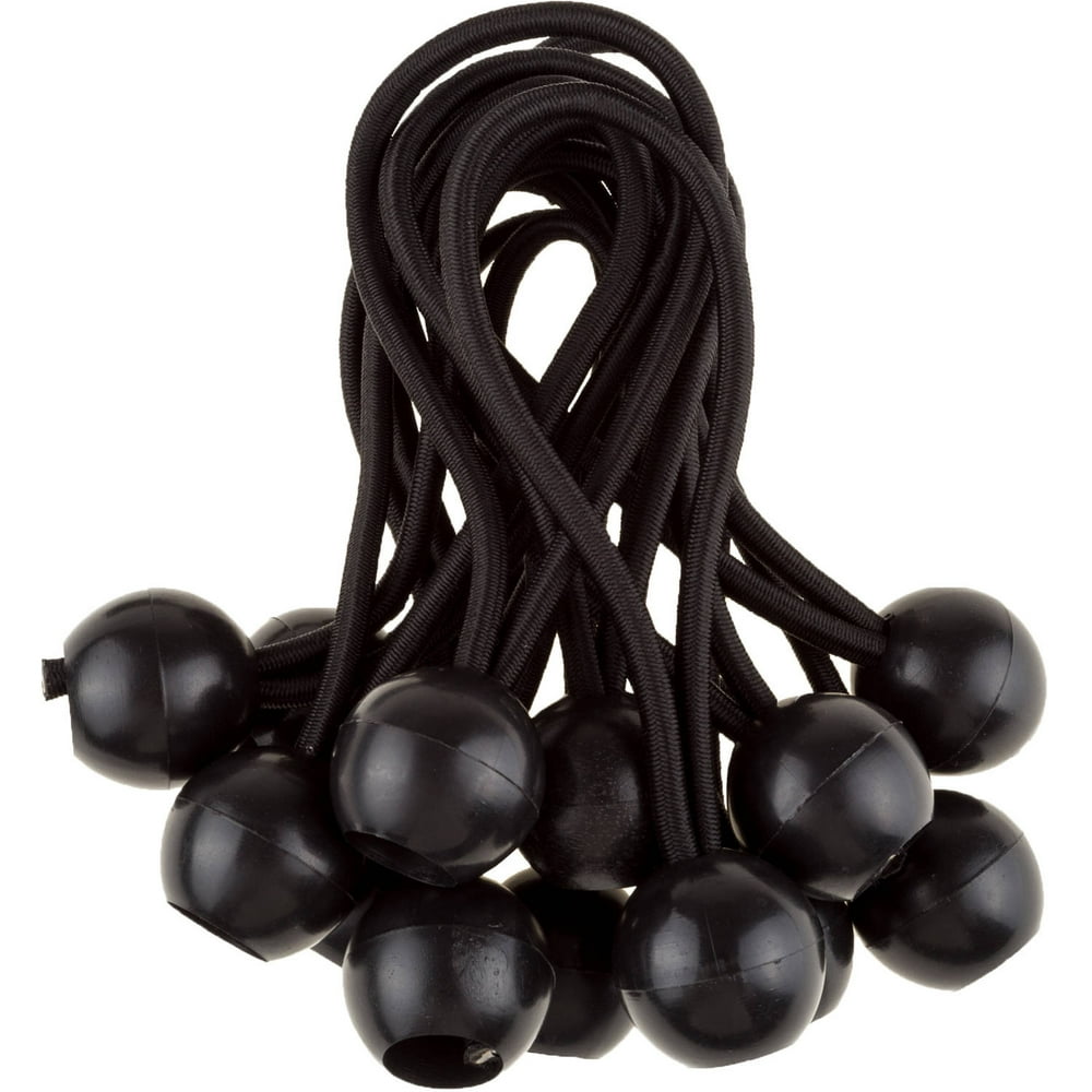 Ball Bungee Cords 12 Pack with the Weather Resistant Black 6” Ball