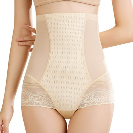 JDEFEG Briefs For Women Plus Size High Waist Abdominal Pants Womens Postpartum Body Shaping Pants Womens Cotton Underwear High Waist Nylon Spandex Beige L