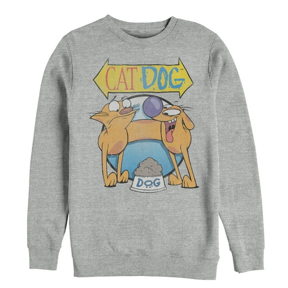Men's CatDog Food Fight  Sweatshirt Athletic Heather Large