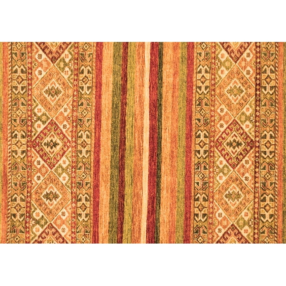 Ahgly Company Indoor Rectangle Abstract Orange Modern Area Rugs, 2' x 3'