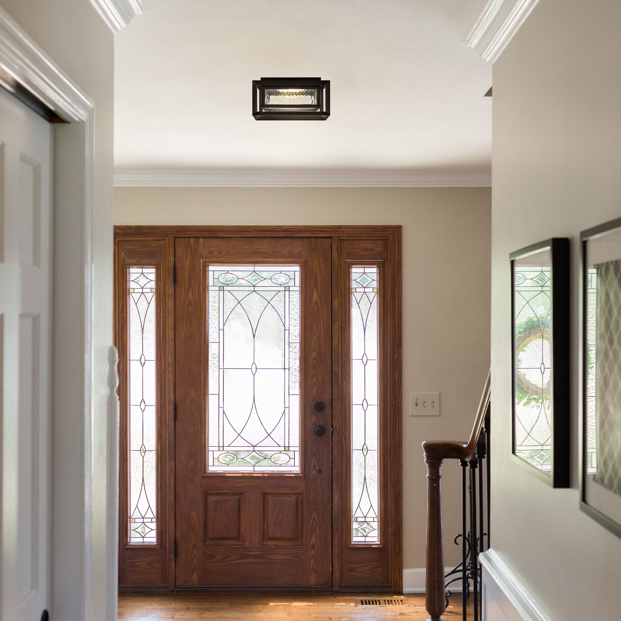 Design House Hartbrook 10" Matte Black Outdoor Integrated LED Ceiling Light with Clear Glass Shade