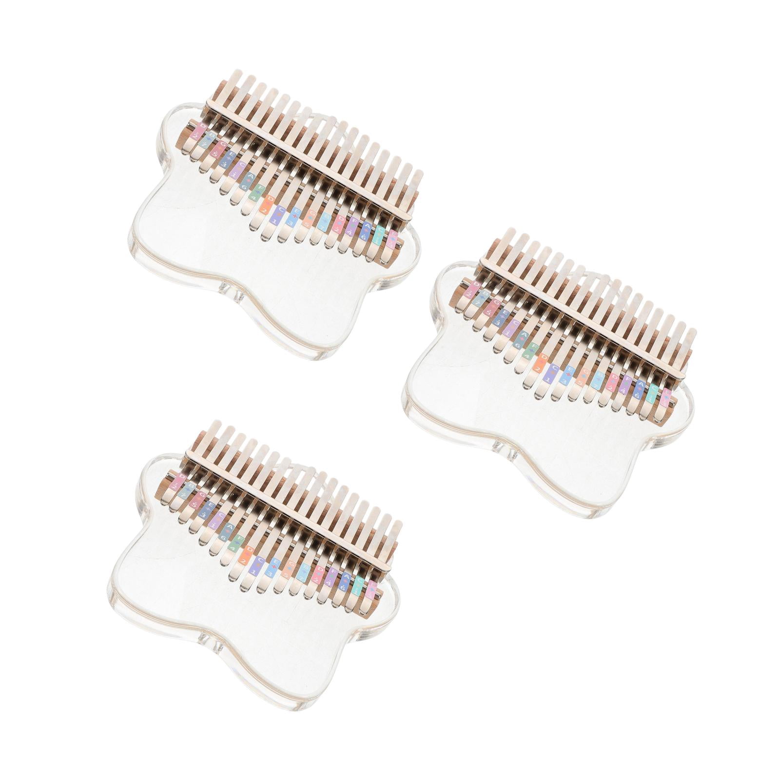 Masteelf 3pcs Transparent 17-Key Thumb Piano with Tuning Hammer Portable Kalimba for Beginners Thumb Piano Portable Kalimba Hand Piano Musical Instrument