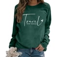 thumbnail image 2 of Women's Sweatshirts 2025 Travel Is My Therapy Sweatshirt Long Sleeve Crewneck Loose Pullover Tops Sweatshirt for Women, 2 of 6