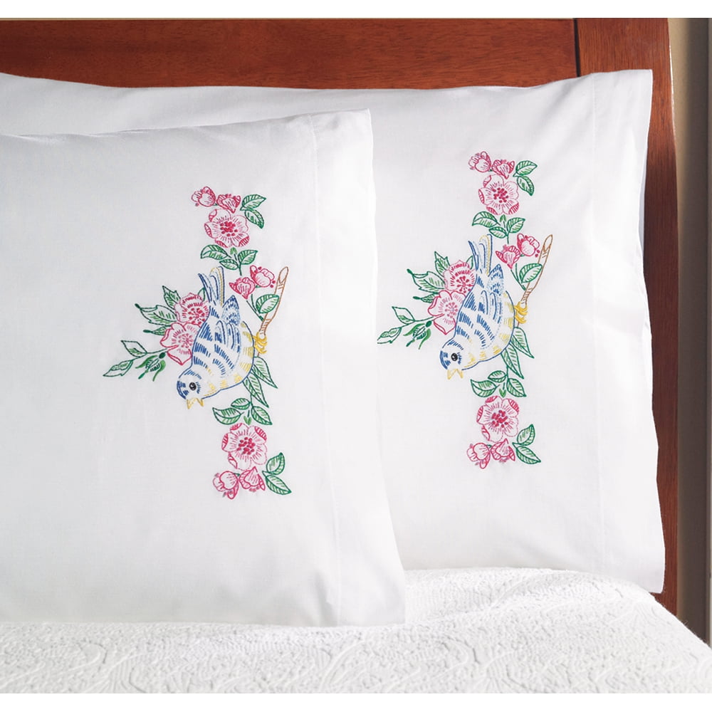 Bucilla Stamped Cross Stitch & Embroidery Pillowcase Pairs Walmart