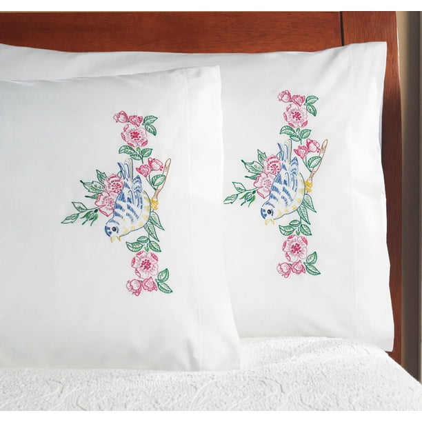 Bucilla Stamped Cross Stitch & Embroidery Pillowcase Pairs Walmart