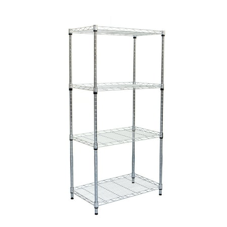 Mind Reader Heavy Duty 4 Shelf Metal Storage Shelving Unit, Chrome