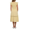 thumbnail image 3 of INSPIRE CHIC Summer Boho Midi Dress for Women's Flutter Sleeve Lace Trim Smocked Ruffle Flowy Beach Dress L Yellow, 3 of 6
