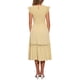 thumbnail image 3 of Vestido Midi Boho Chic de Verano para Mujer con Mangas de Volante, Encaje, Fruncido y Volantes, Fluido para Playa, Color Amarillo, 3 of 6