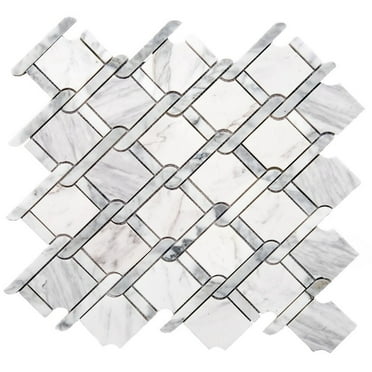 The Tile Life Santorini Rope Carrara Grey 2" x 3" Marble Mosaic Backsplash Wall Tile - 1 Sheet