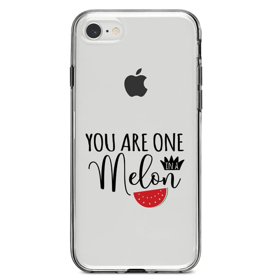 DistinctInk Clear Shockproof Hybrid Case for iPhone 7 8 SE (2020 Model) 4.7" Screen TPU Bumper Acrylic Back Tempered Glass Screen Protector - You Are One in a Melon Watermelon