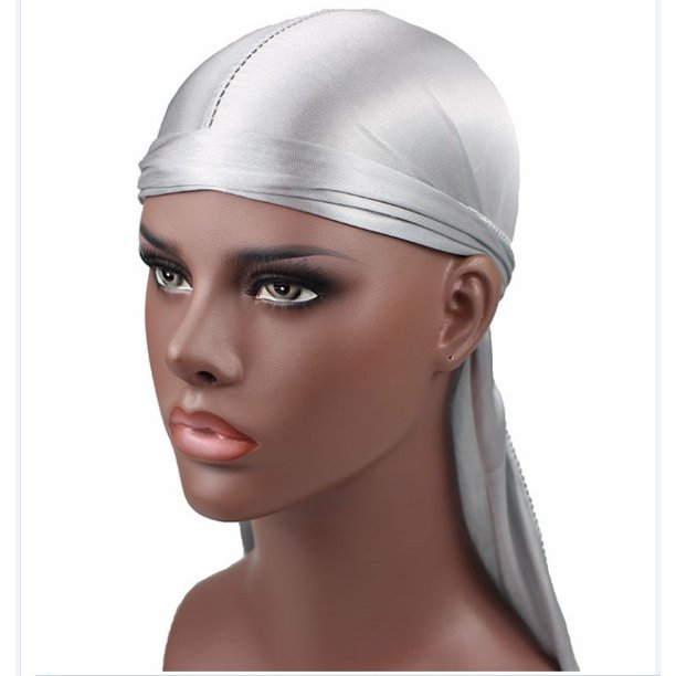 Sombrero pirata con cola larga trenzada de satén de seda monocromática, sombrero Baotou elástico, sombrero de quimioterapia, durag sedoso