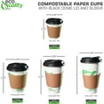 thumbnail image 5 of [200 Pack] 10 oz Compostable Paper Cups with Black Dome Lids and Sleeves - Biodegradable Disposable White Paper Coffee Cups PLA Lined - Eco-friendly Hot and Cold Drinking Cups, 5 of 6