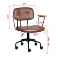 thumbnail image 3 of Leejay Retro Brown Faux Leather Swivel Office Desk Chairs,Adjustable Task Chair with Armrest, 3 of 5