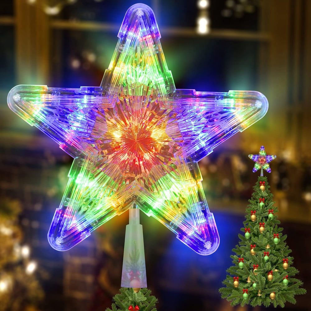 1Pc Luminous Christmas Tree Topper Lighted Star Battery Operated Christmas Decoration Ornament