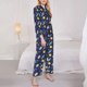 thumbnail image 3 of Balery Astronaut Corgi Conjunto de Pijama con Estampado para Mujer, Conjunto de Dos Piezas con Manga Larga, Ropa de Dormir Suave con Bolsillos, Pijamas Cómodos-Large, 3 of 7