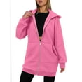 thumbnail image 3 of Miluxas Women's Full Zip up Hoodie Solid Color Long Sleeve Hooded Sweatshirts Pockets Jacket Coat for Women Pink XL(XL), 3 of 5