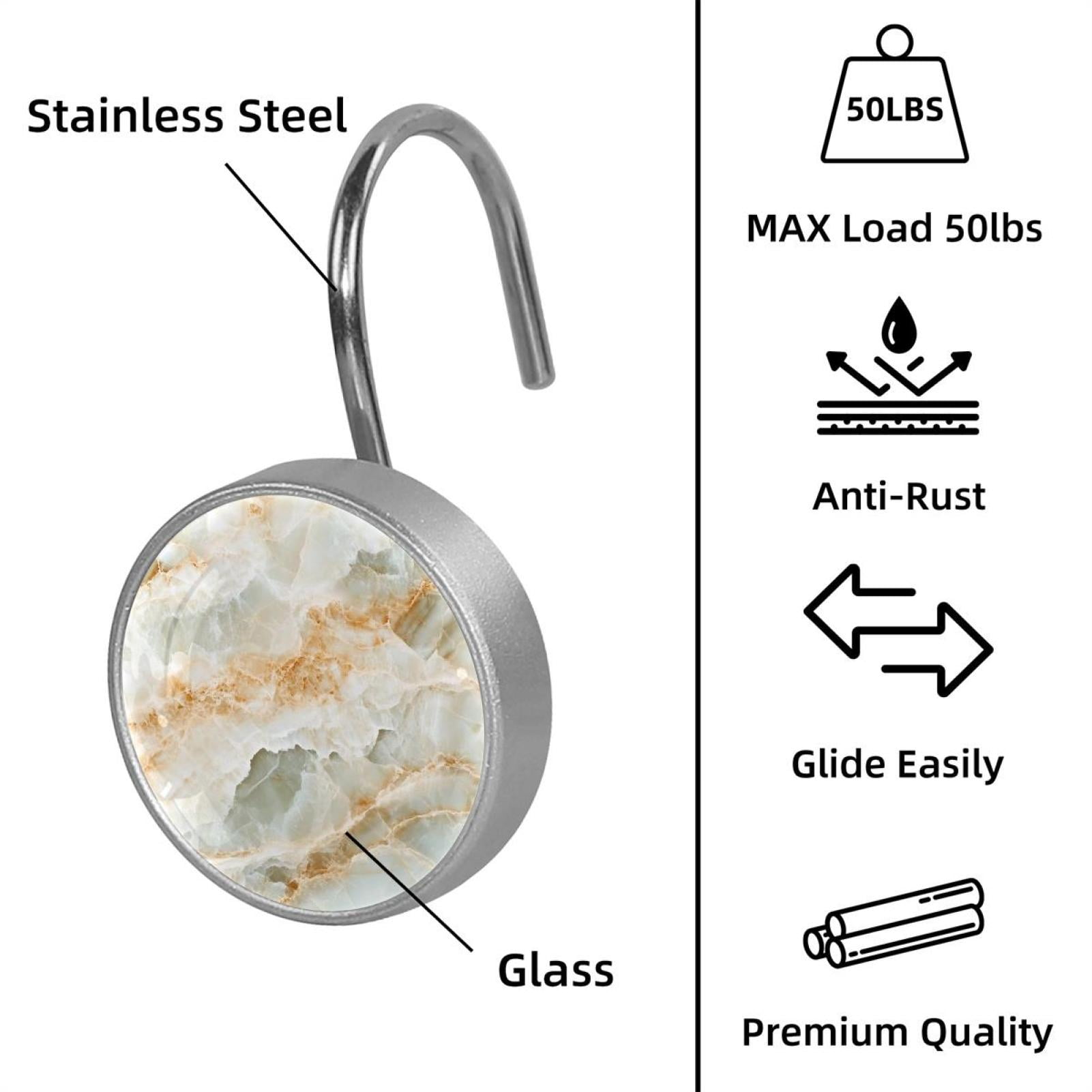 HemaKayy 12 Pcs Shower Curtain Hooks Bathroom Decorative Accessories Marble