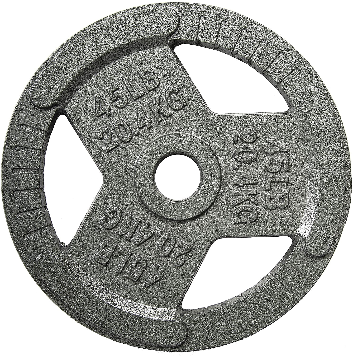 BalanceFrom Tri-Grip Cast Iron Plate Weight Plate for Strength Training, Weightlifting and Crossfit, 2-Inch, 45lbs Single