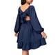 thumbnail image 5 of Vestido Largo de Manga Larga de Color Sólido de Moda Y Cómodo para las Niñas con Falda Plisada de Cinturón para Diario, Viajes, Vacaciones, Fiestas de Cumpleaños, 5 of 5
