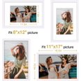 thumbnail image 3 of Vittanly 11x17 Picture Frame, Engineered Wood with Shatter Resistant Plexiglass, Display Pictures 8x12 with Mat or 11x17 without Mat, Photo Frame for Wall Mounting, White, 1 Pack, 3 of 6